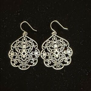 Fossil Intricate Silver Earrings